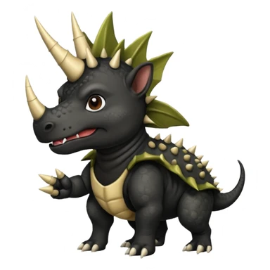 Black pitbull dressed as a triceratops black sticker