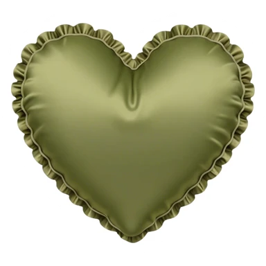 Olive color silk heart shaped pillow with ruffles sticker