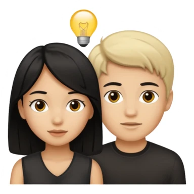 Chica trigueña de pelo negro con chico blanco rubio oscuro sticker