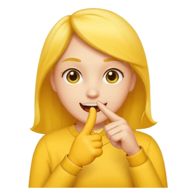 Make it a emoji yellow face (no gender) juste à face like that 😊 with a finger like that 👈 it it’s mouth like the emoji is biting it in a fliry way sticker