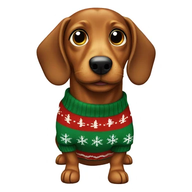 wiener dog wearing a christmas sweater sticker