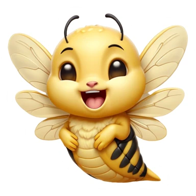 Cinematic Adorable Yawning Wasp Portrait Emoji, Head tilted slightly with a dramatic, wide-open yawn, showcasing a tiny, streamlined body with gently drooping wings and sleepy, half-closed eyes, Simplified yet irresistibly cute features, highly detailed, glowing with a soft, cozy glow, high shine, relaxed yet expressive, stylized with a dash of whimsical insect ease, soft glowing outline, capturing the essence of a drowsy wasp that appears ready to stretch and yawn its way out of the screen! sticker