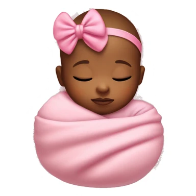 sleeping baby with pink bow on head pink blanket  sticker
