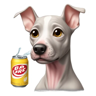 American Hairless Terrier drinking cola sticker