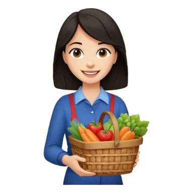 dark haired lady grocery shopping checkout sticker