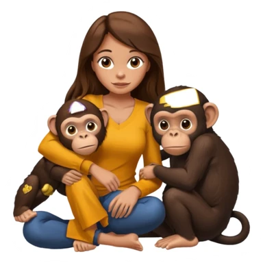 un chiomapnze salvaje sentado en el suelo al lado de una mujer sticker