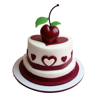Cherry vintage trendy burgundy and white heart shaped cake 1 layer  sticker