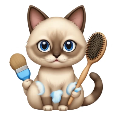 cute siamese cat, hair brush sticker