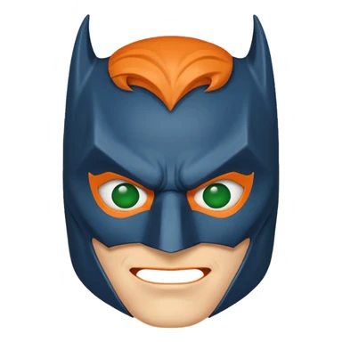 batman emoji with the mask is in blue, orange and green, the face, eyes are regular colors sticker