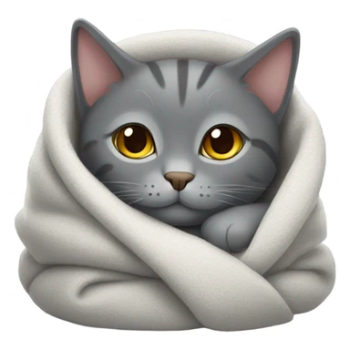 Gray cat snuggled in blanket sticker