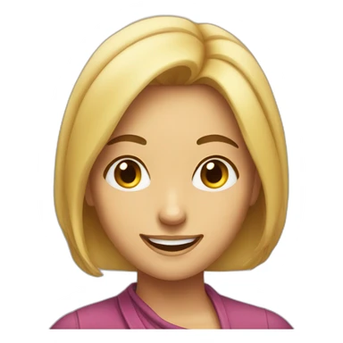 a woman smiling while fondly rolling her eyes  sticker