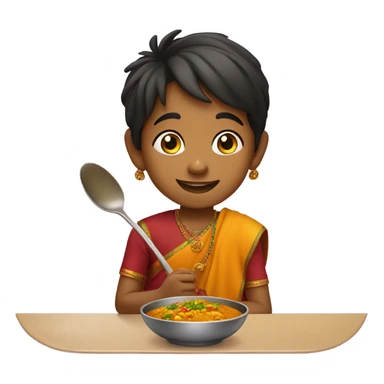 indian kid eating curry sticker