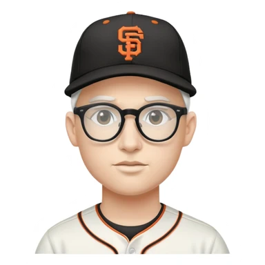 bold white with glasses and black sf giants baseball cap sticker