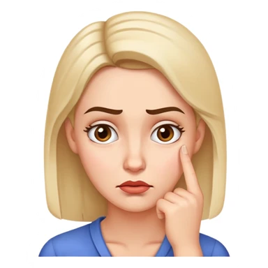 Woman with finger on chin, puzzled expression with furrowed brow sticker