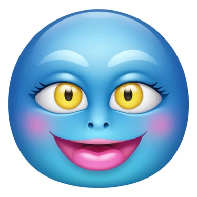 A translucent blue half-sphere with pink lips and two yellow eyes and 8 toes around the bottom sticker