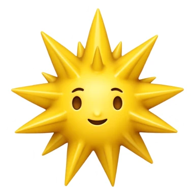 Compact iOS‑style 3D emoji: plain jagged burst (10 spikes), bright yellow, smooth shading, thin darker edge; no characters or pictograms sticker