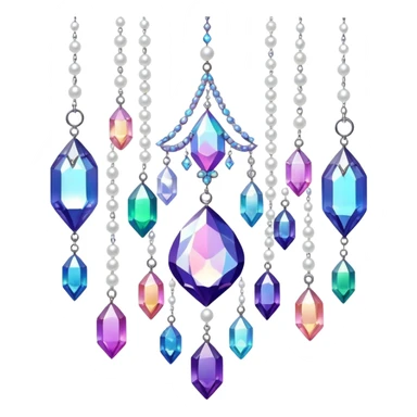 Iridescent big giant glistening glossy sparkly shiny glittery hanging crystals pearls and beads and gemstones decorations sticker