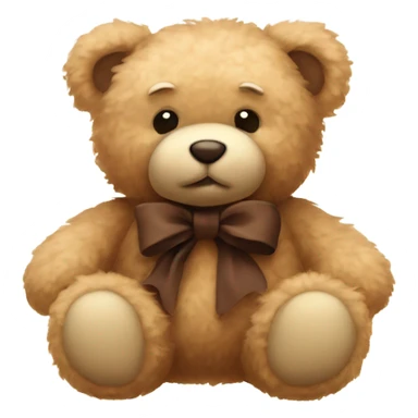 beige fluffy cute teddy bear with brown bow🧸 sticker