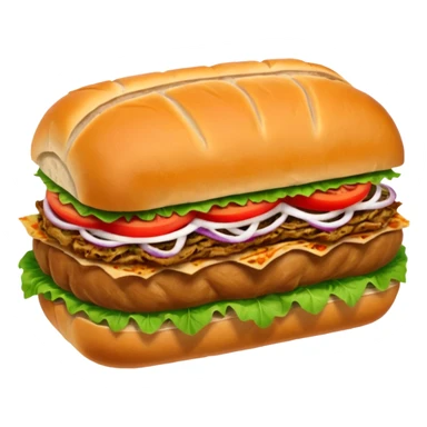 Döner‑Fladenbrot, frisch aufgebacken, leicht geröstet, gefüllt mit saftigem Dönerfleisch, knackigem Salat, Tomaten, Zwiebeln und Kräutersauce. Warme Food‑Fotografie, hohe Details, weiches Licht, Fokus auf Texturen, appetitlich, moderne Restaurant‑Ästhetik, natürliche Farben. sticker