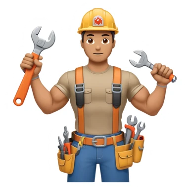 HVAC technician as an action figure logo sticker
