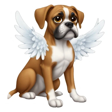 boxer dog with angel wings sticker