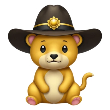 Oso dorado con sombrero elegante y moño negro confundido animatronico sticker