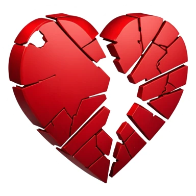 "Realistic HD red broken heart, shattered pieces, no money present, empty and dramatic look, clean white background." sticker