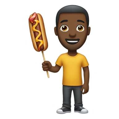 Black man eating a burnt hot dog on a stick sticker