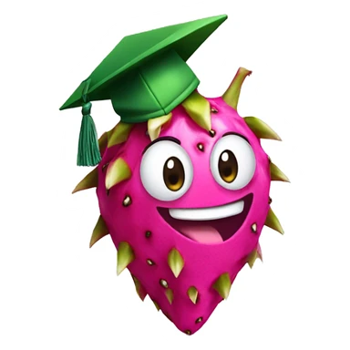 dragonfruit has a smile face and wearing graduate hat  sticker