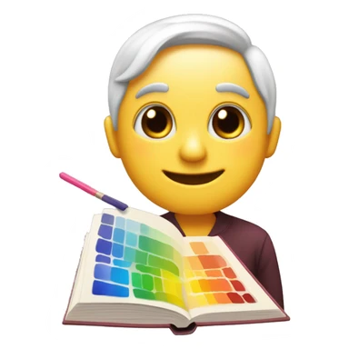 pincel y una paleta de colores (🎨) con un libro abierto (📚 sticker