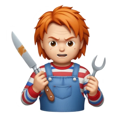 Un emojin de chuky effrayant avec un couteau à la main  sticker
