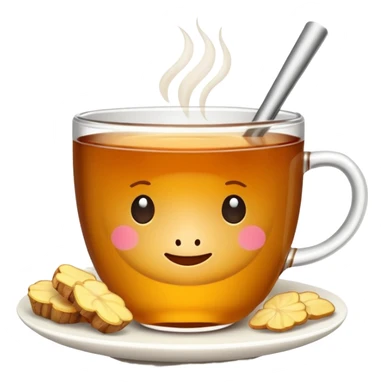 simple cup of tea with ginger root sticker