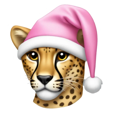 Cheetah wearing a pink Santa hat sticker