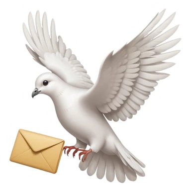 a dove flies with a letter sticker