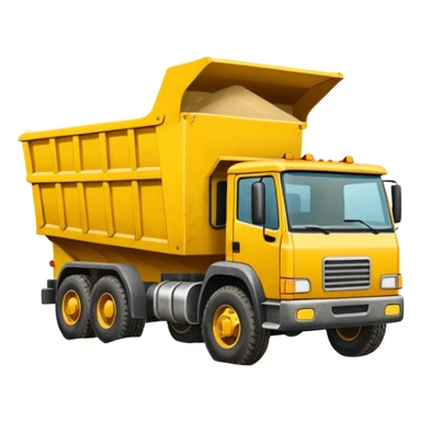Draw a yellow dump truck with an open bed full of sand or gravel. sticker