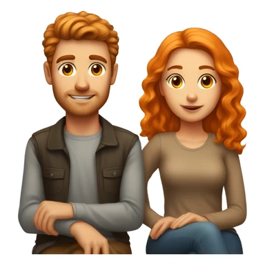 brown haired girl portrait with a orange haired boyfriend sitting next to her sticker