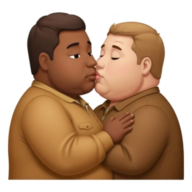 Obese brown man kissing man  sticker
