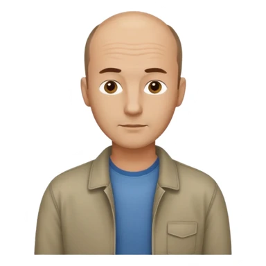 man mid 30's casual clothes balding hairline standing sticker