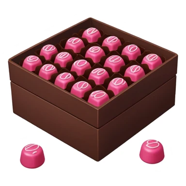emoji of a Franui box with raspberry chocolate-covered bonbons, vivid colors, appetizing look sticker