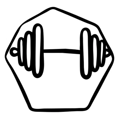 gym icon hexagonal shape hand drawn black outline sticker
