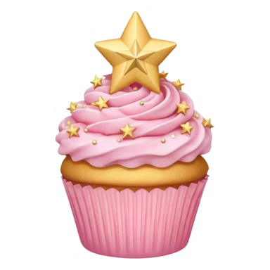 pastel pink cupcake with gold star decorations sticker