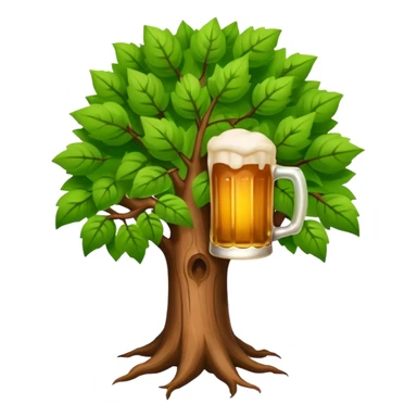 tree holding a beer sticker