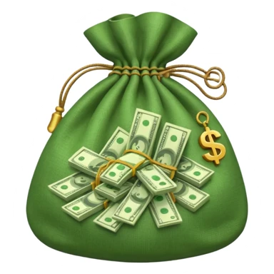 money bag emoji with no sign or face, with money poking out of it  sticker