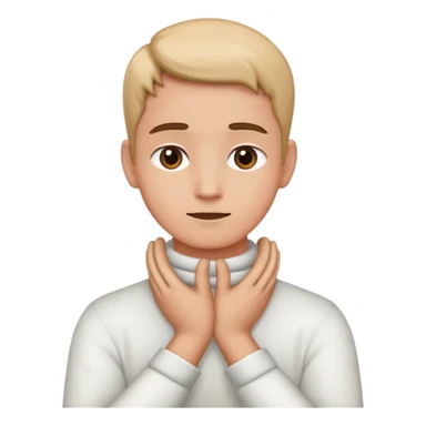 Person with hand crossed and holding neck sticker