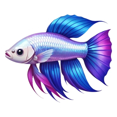 A white beta fish with blue purple and pink fins  sticker