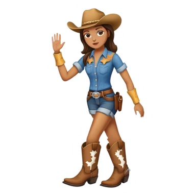A woman with a broken leg wearing cowboy boots  sticker