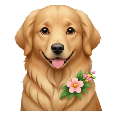 Dog with flowers sticker