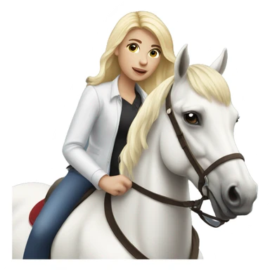 Girl with blonde hair riding a white horse sticker