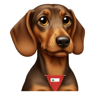 Brown teckel holding a lebanese flag  sticker