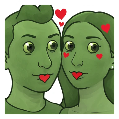 couple of people with hearts sticker